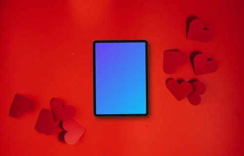 Tablet mockup with Valentine's Day concept