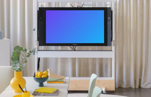 Television mockup in bright living room