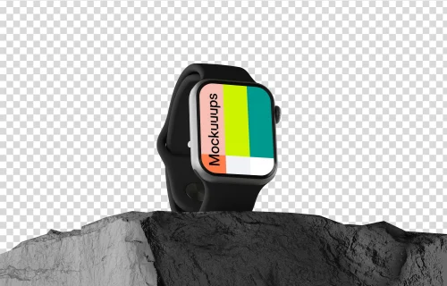 Apple Watch Mockup on Textured Rock Surface