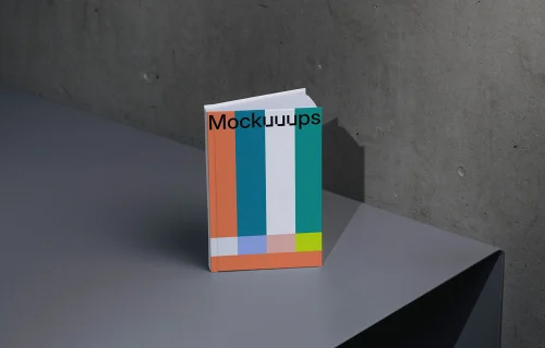 B-Format book mockup on a modern surface