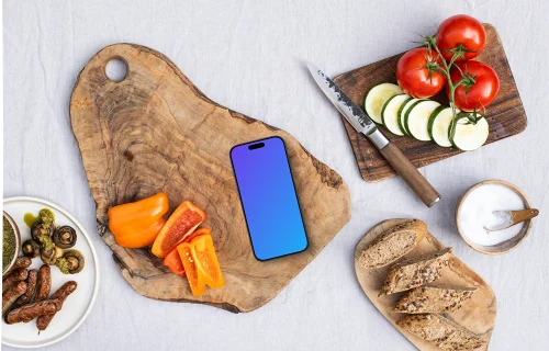 Barbecue session with a iPhone mockup