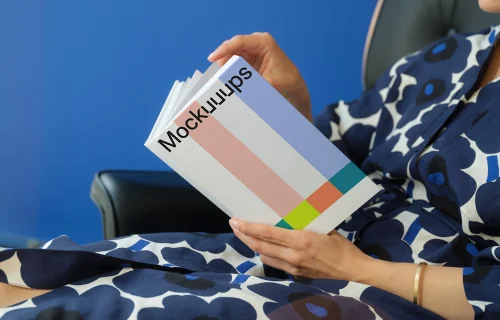C-format book mockup in a reader's hands