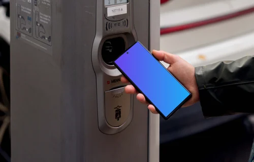 Charging station for electric cars and smartphone mockup