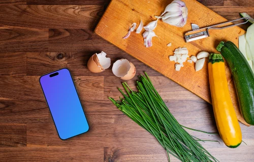 Colorful iPhone mockup in the kitchen