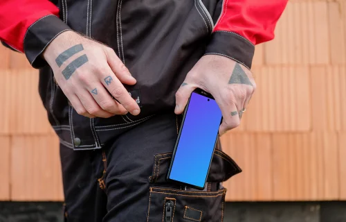 Construction professional with Google Pixel in his pocket