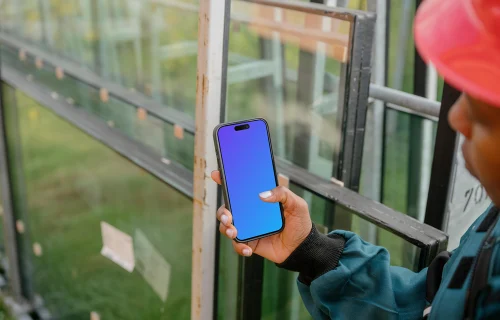 Construction project with an iPhone 15 Pro mockup