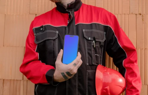 Engineer presenting iPhone mockup
