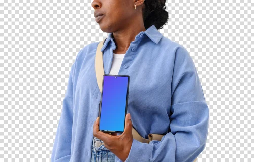 Everyday casual look scene with a Google Pixel mockup