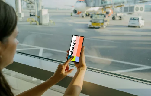 Female typing on a Google Pixel 6 mockup