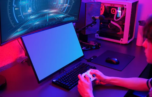 Gaming display mockup with RGB lighting