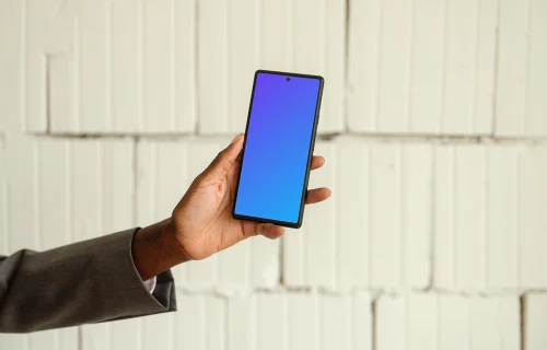 Google Pixel 6 mockup in businesswoman’s hand
