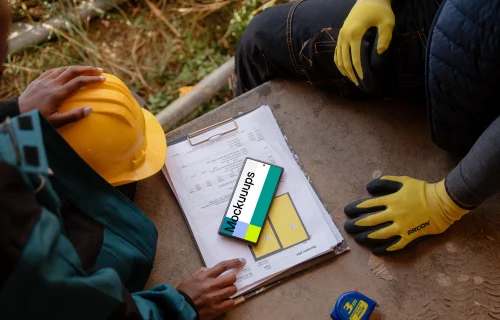 Google Pixel 6 mockup in construction environment