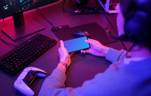 Google Pixel 6 mockup in Gaming Environment