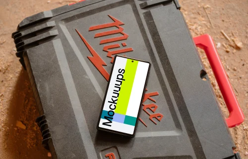 Google Pixel 6 mockup on the case with equipment