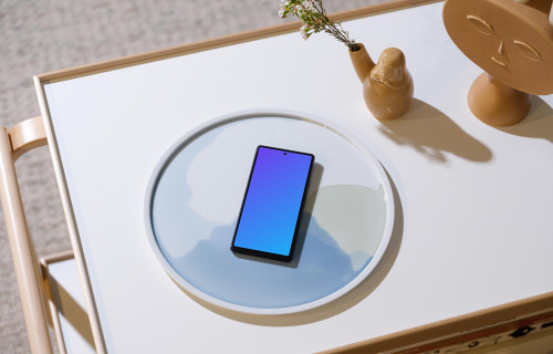 Google Pixel 6 mockup on the white conference table