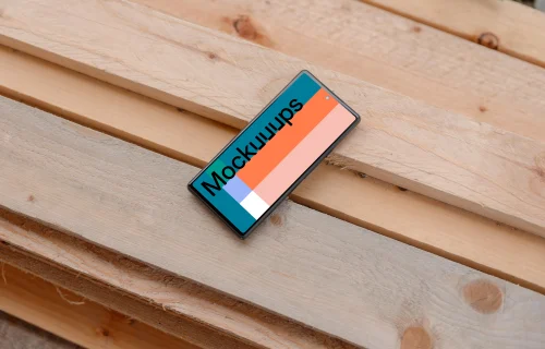 Google Pixel 6 mockup on wooden boards