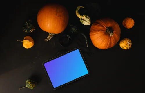 Halloween presentation template with a landscape tablet mockup