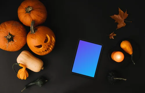 Halloween presentation template with a smartphone mockup on the dark background