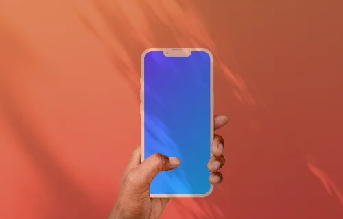 Hand holding clay smartphone mockup