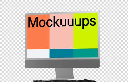 iMac 24-inch mockup on a textured stone base