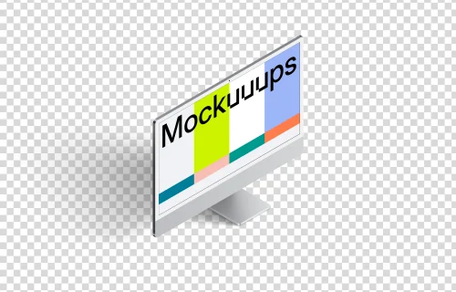 iMac 24“ Mockup - Isometric Left (Floor Shadow)