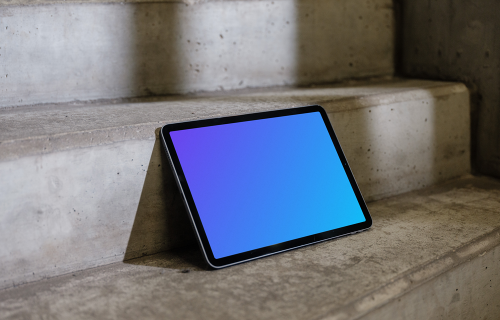 iPad Air Landscape Mockup in Industrial Setting
