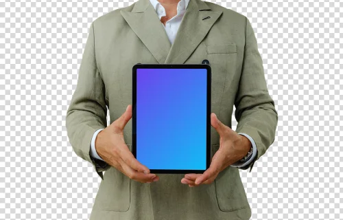 iPad Air mockup and a businessman