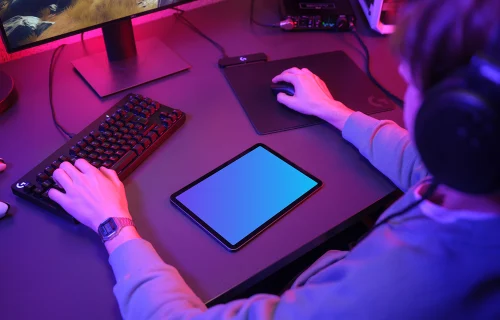 iPad Air mockup in a gamer's setup