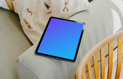 iPad Air mockup on a sofa