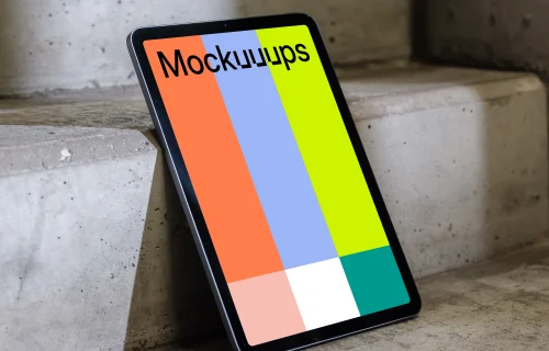 iPad Air Mockup on Concrete Steps