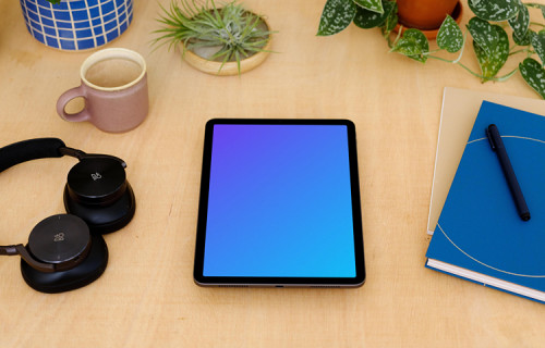  iPad Air mockup with a diary at the side