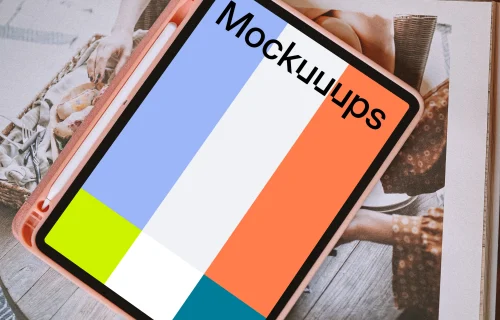 iPad Air mockup with a purple case