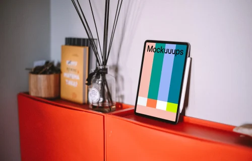 iPad Air mockup with books