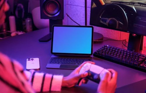 iPad Air mockup with gaming setup