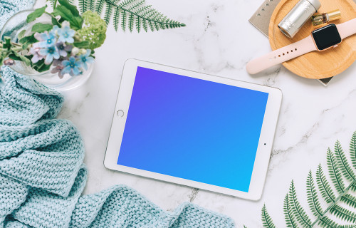 iPad Mini mockup beside an Apple watch