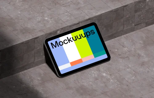iPad Mini mockup on urban floor