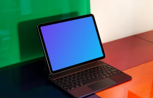 iPad mockup in colorful environment