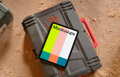 iPad mockup in the building space