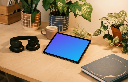 iPad mockup placed in a reading postion