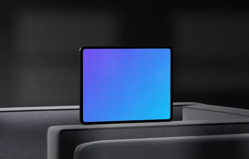 iPad Pro mockup on modern dark furniture