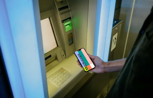 iPhone 13 mockup with ATM