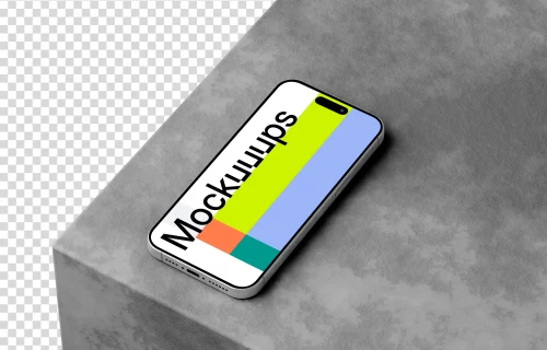 iPhone 15 Pro mockup on textured rock surface