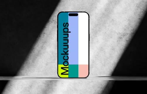 iPhone 16 mockup in dramatic lighting