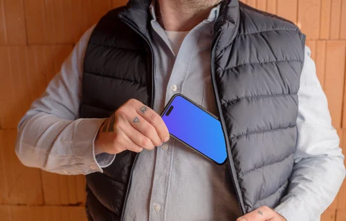 iPhone in the construction worker’s pocket