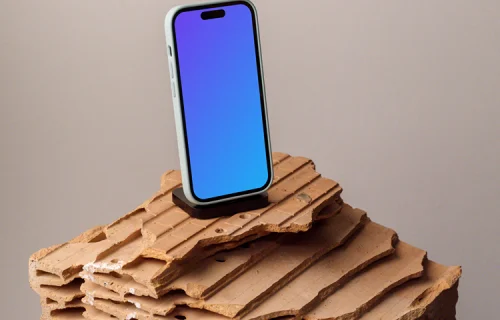 iPhone mockup on a brick