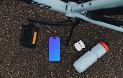 iPhone mockup under the bike