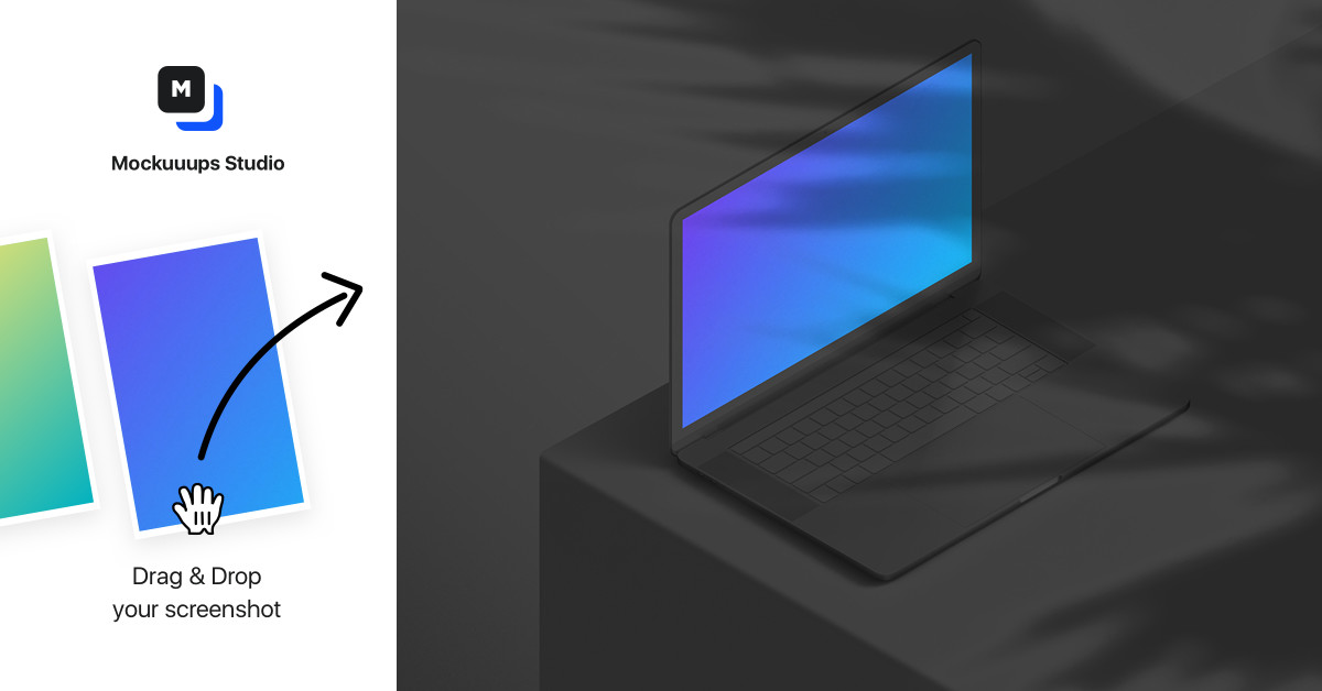 Isometric mockup of MacBook Pro (Clay Dark - Left) - Mockuuups Studio