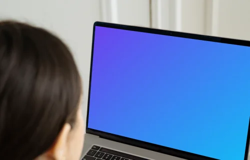 Laptop mockup in use by a lady