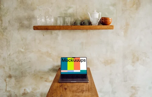 Laptop mockup placed on a table