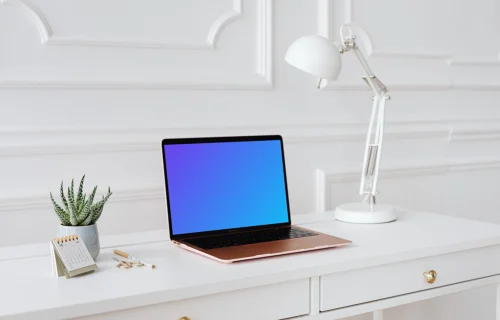MacBook Air mockup beside a mini calendar